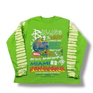 Rolling Loud Miami 2023 Punk Puke Neon Green Longsleeve Lineup T-Shirt Sz S EUC